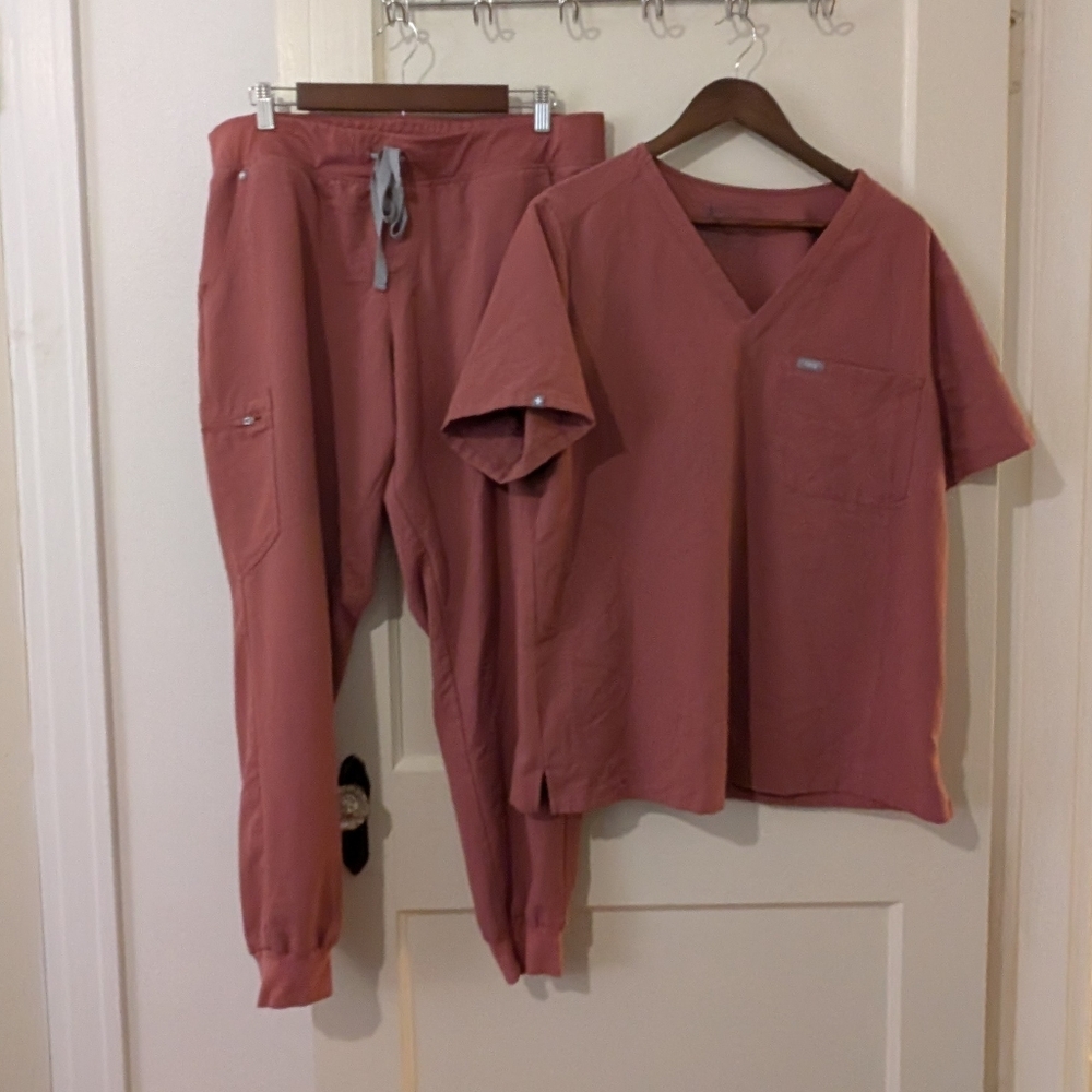 Figs 2XL Mauve Pink Scrub Set Catarina Top And Zamora Joggers Pant